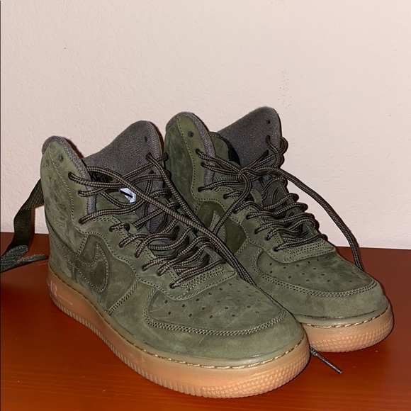 air force 1 olive green high ankle shoes